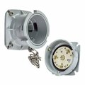 Meltric Pfq300 Inlet Metal Gray Size F Ip 66/67 2P+G 300A 480 Vac 60 Hz +8 Aux 47-38042